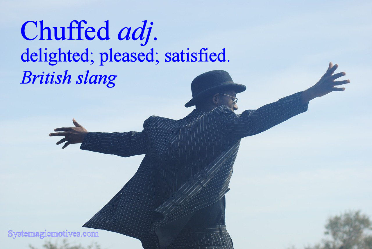 Graphic Definition of the word 'Chuffed'